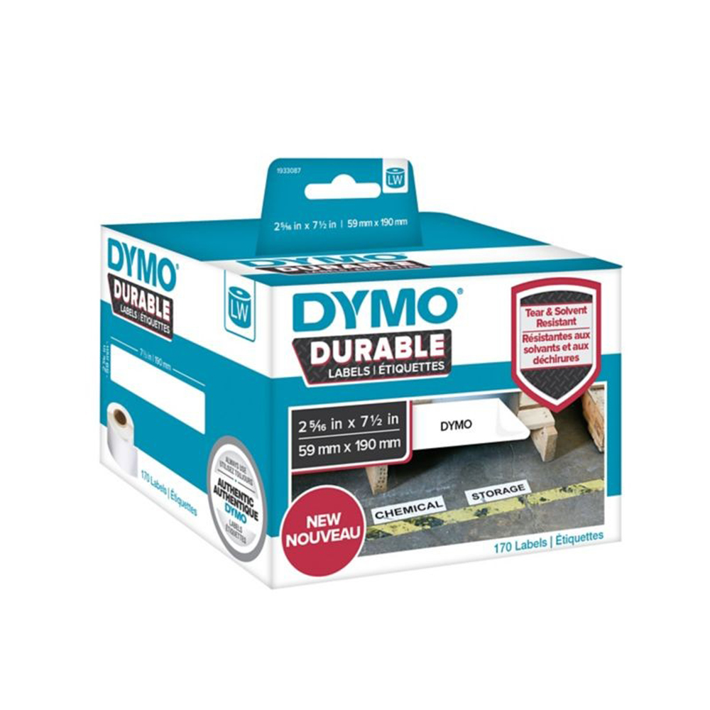 Dymo 1933087 LW Durable Large Shelving label 59mm x 190mm Black on White