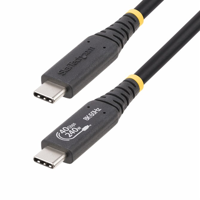 StarTech.com 50cm 1.6ft USB4 Cable USB-IF Certified USB-C Cable 40Gbps 240W Powe