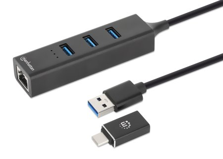Manhattan Usb-C & Usb-A Combo Dock/Hub Ports 4: Ethernet And Usb-A X3 5 Gbps Usb