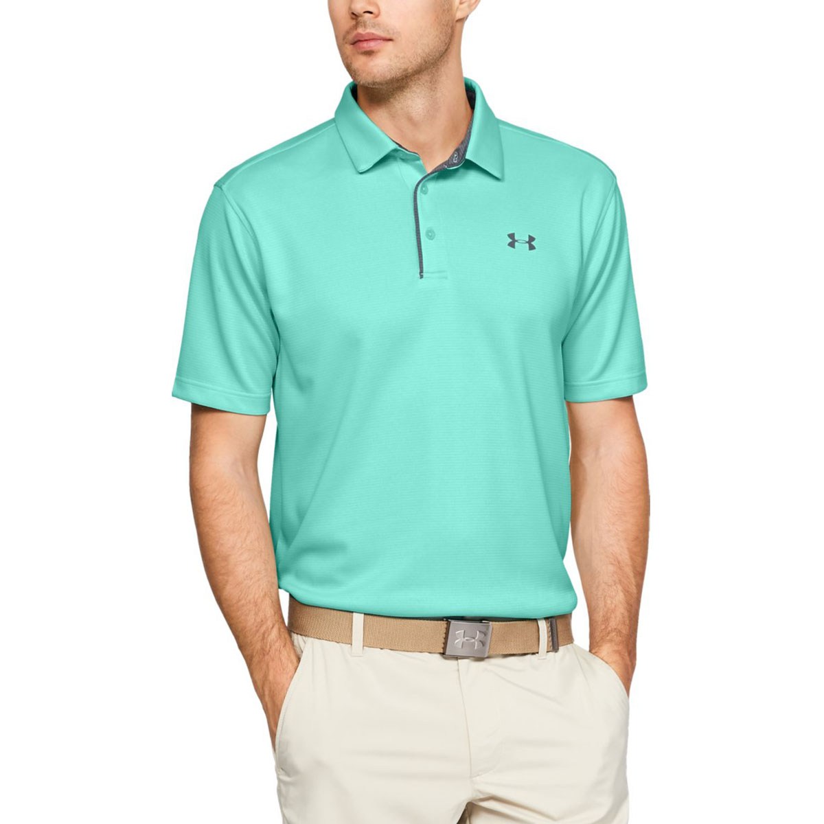 Under Armour Mens Golf Tech Wicking Textured Soft Light Polo Shirt - Picture 67 of 116