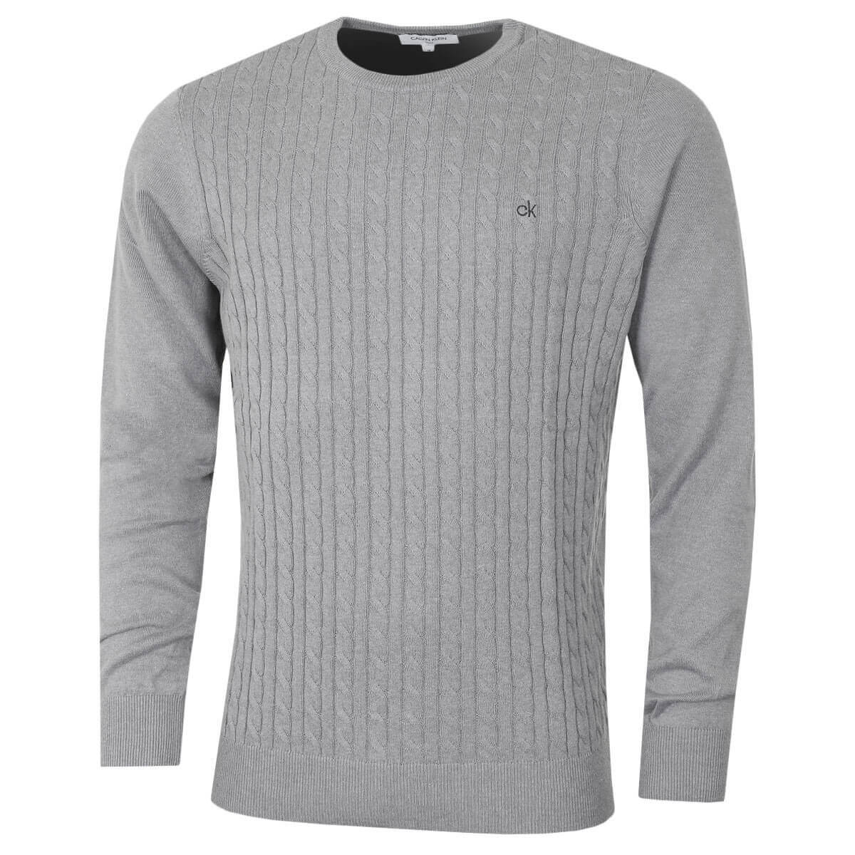 Calvin Klein Mens 2021 CK Cable Rib Knit Embroidered Sweater 36 OFF