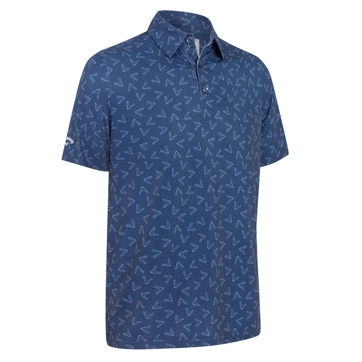 Callaway Golf Mens 2025 All Over Large Chev Wicking Stretch Golf Polo Shirt - Picture 8 of 11