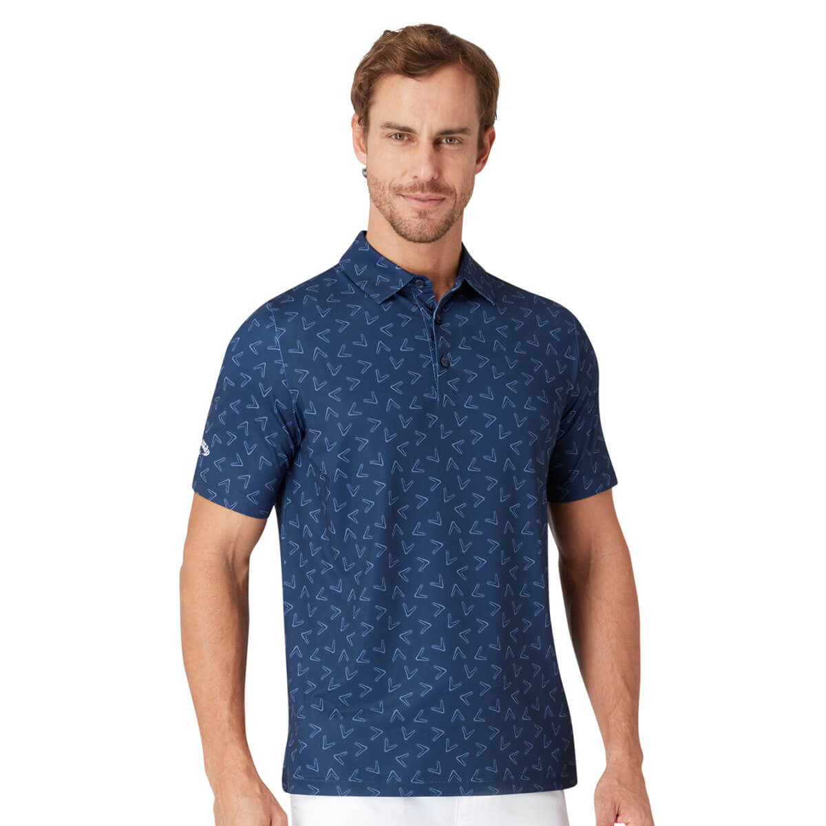 Callaway Golf Mens 2025 All Over Large Chev Wicking Stretch Golf Polo Shirt - Picture 10 of 11