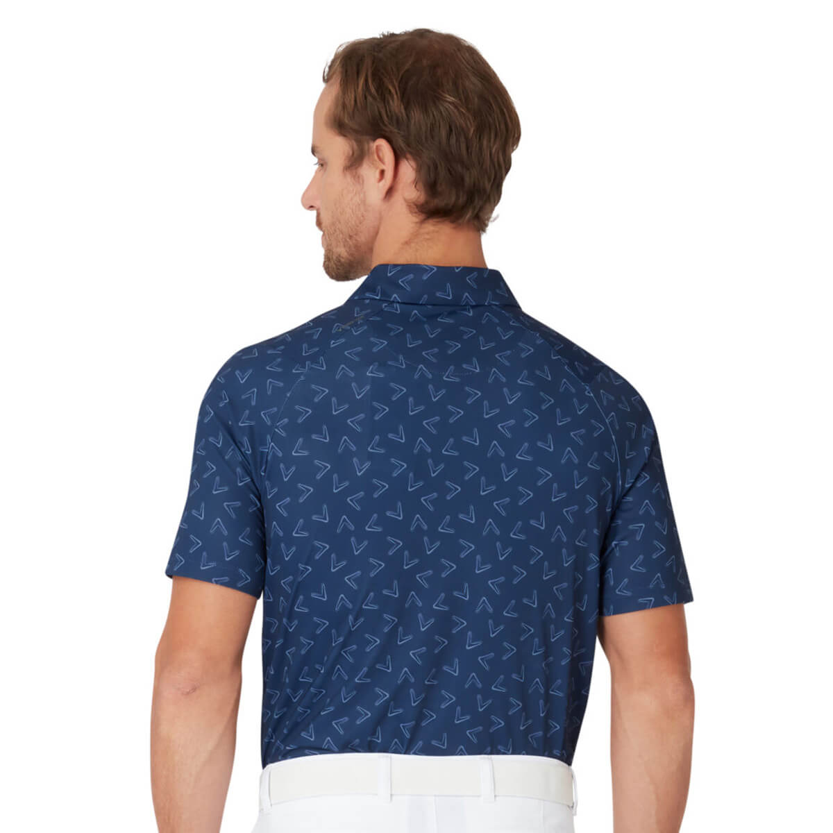 Callaway Golf Mens 2025 All Over Large Chev Wicking Stretch Golf Polo Shirt - Picture 11 of 11
