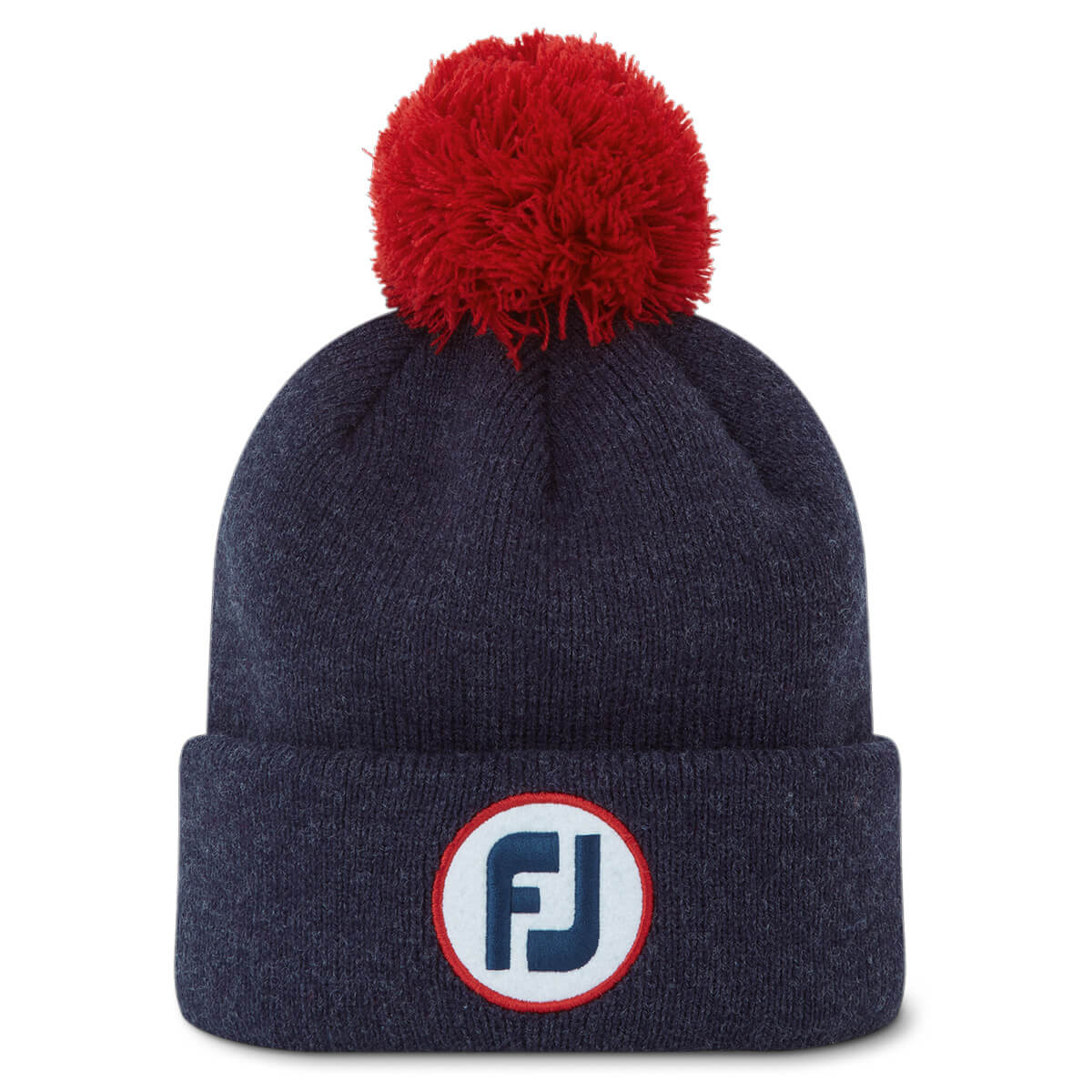 FootJoy Mens Solid Pom Pom Acrylic Fleece Earband Golf Beanie Hat