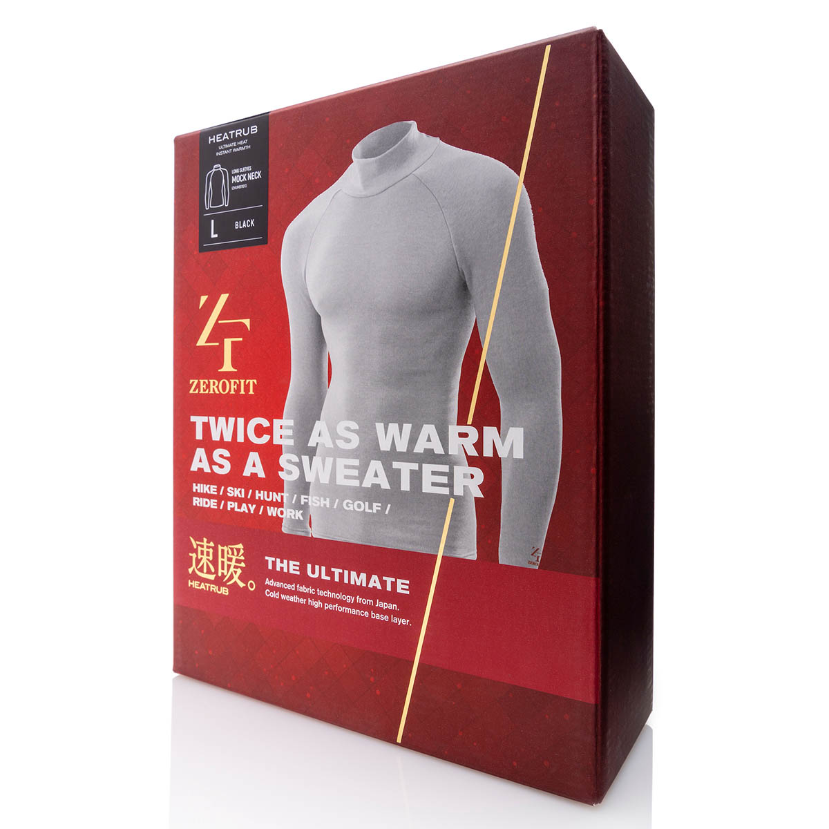 ZeroFit Hommes Heatrub Ultimate Mock Neck Tissu Évacuation D'Humidité Baselayer - Bild 5 von 22