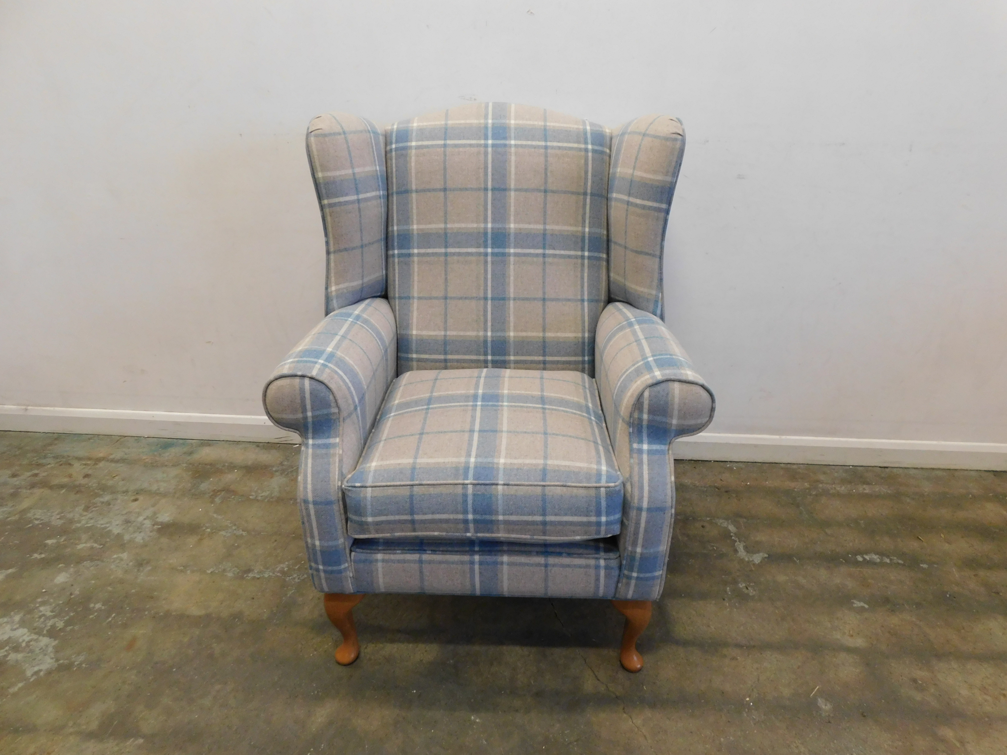 Laura Ashley Denbigh Wing Chair In Highland Check Seaspray QA2012191260 eBay