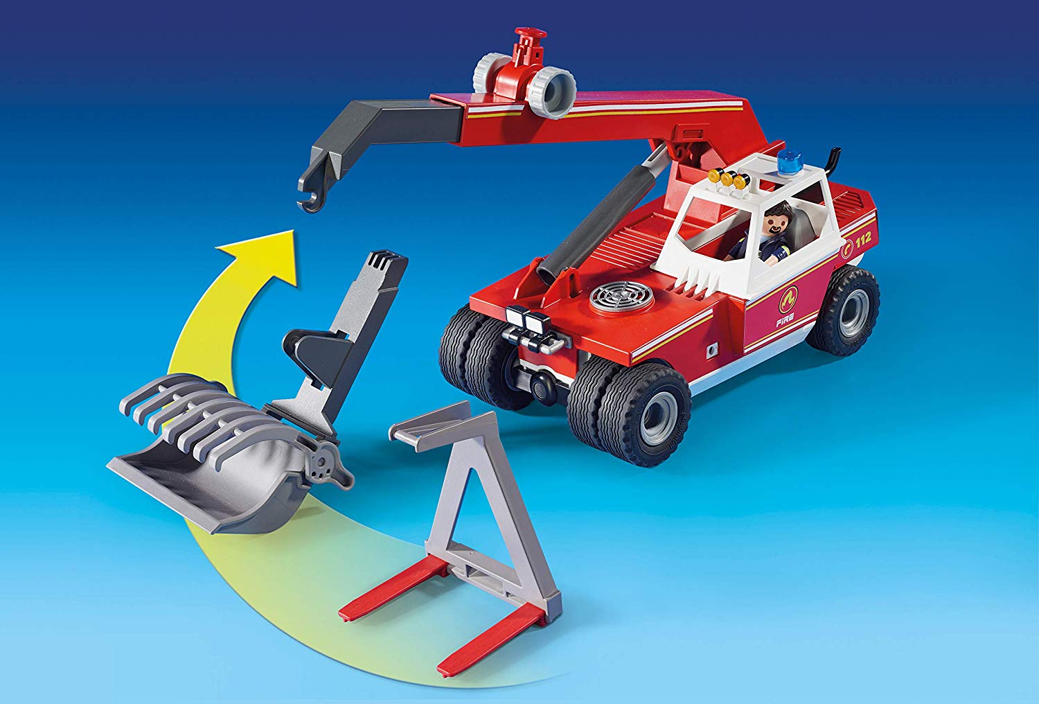 Playmobil 9465 City Action Fire Crane with Pallet Fork Attachments eBay