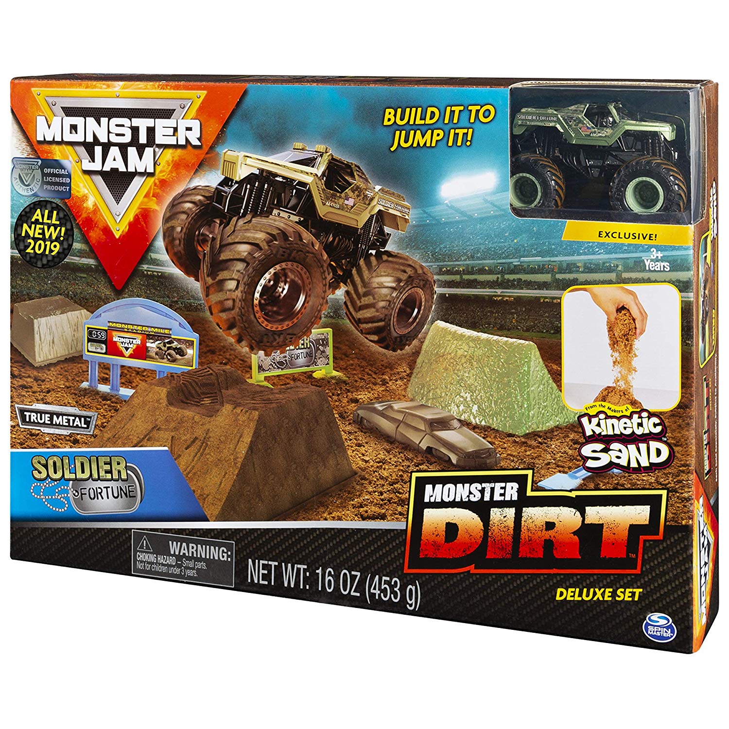 monster truck with kinetic sand