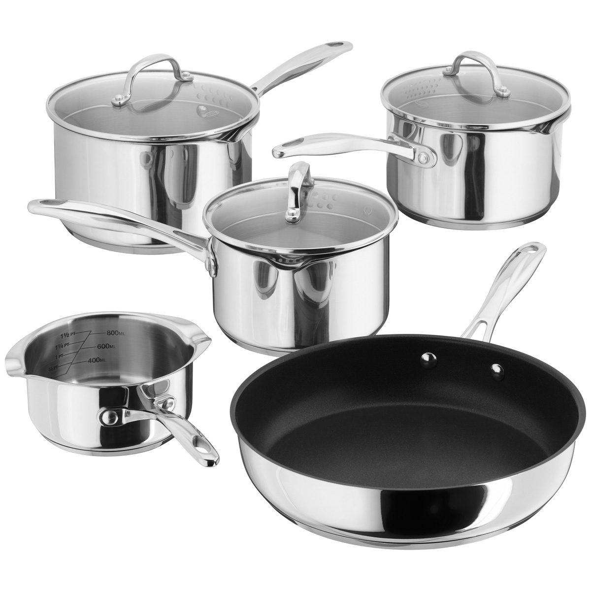 Stellar 7000 5 Piece Draining Induction Saucepan Set Lifetime Guarantee