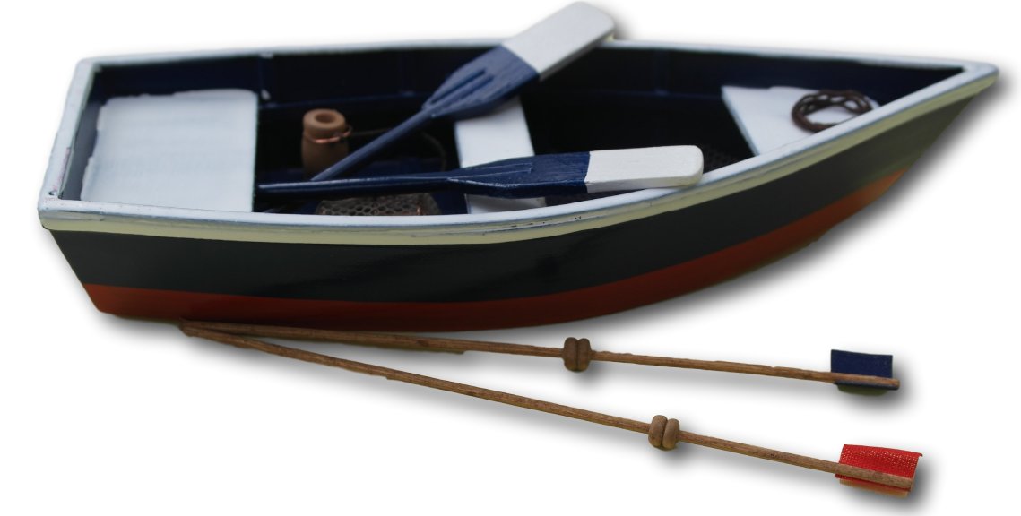 Model ornamental wooden canoe 39cm long