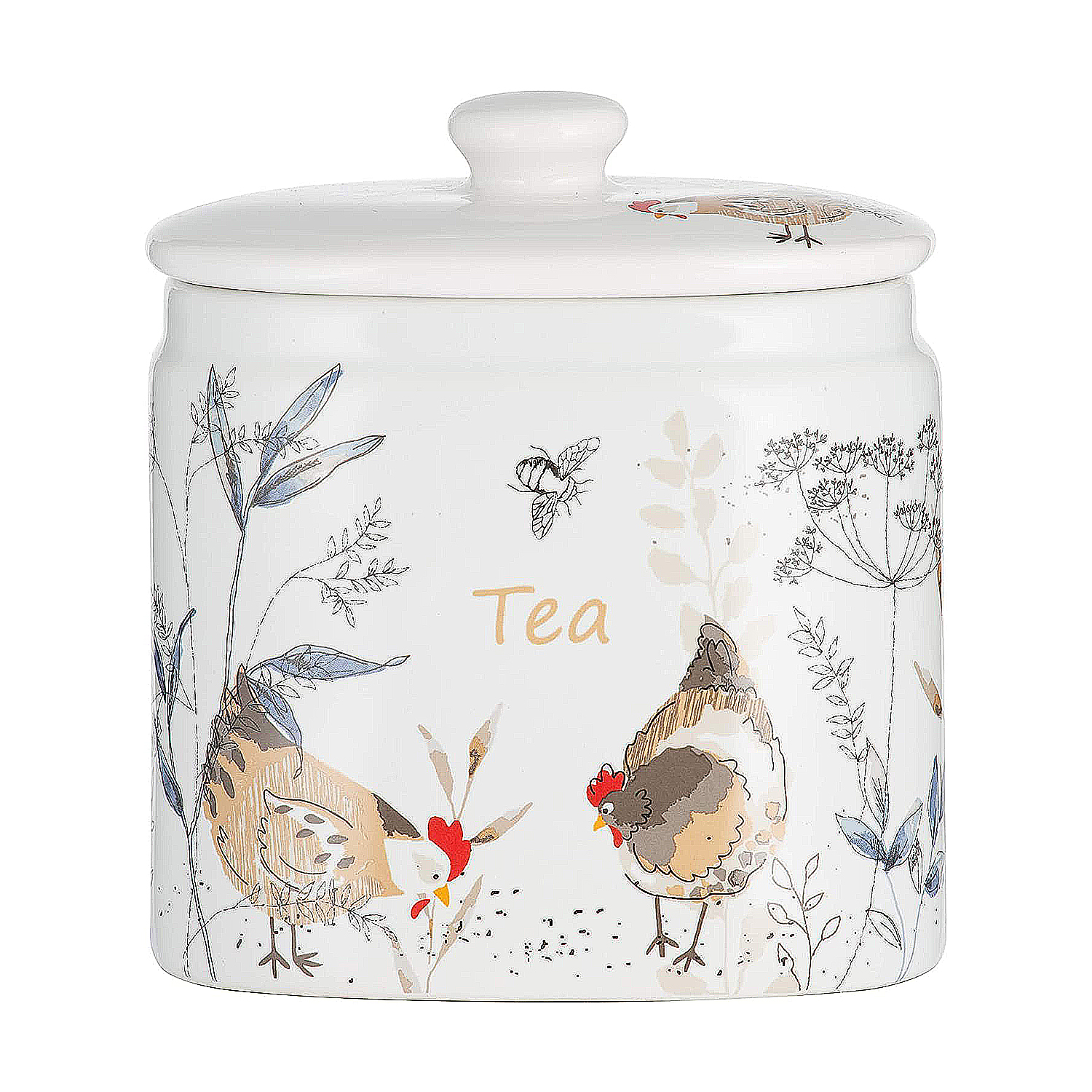 Country Hens Fine Ceramic Tea Sugar Coffee Kitchen Canisters Jars Food