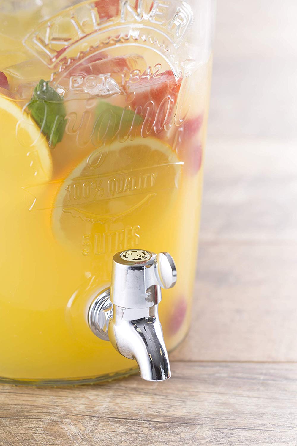 Kilner 5 Litre Clip Top Round Drinks Water Dispenser Kitchen Party Jar