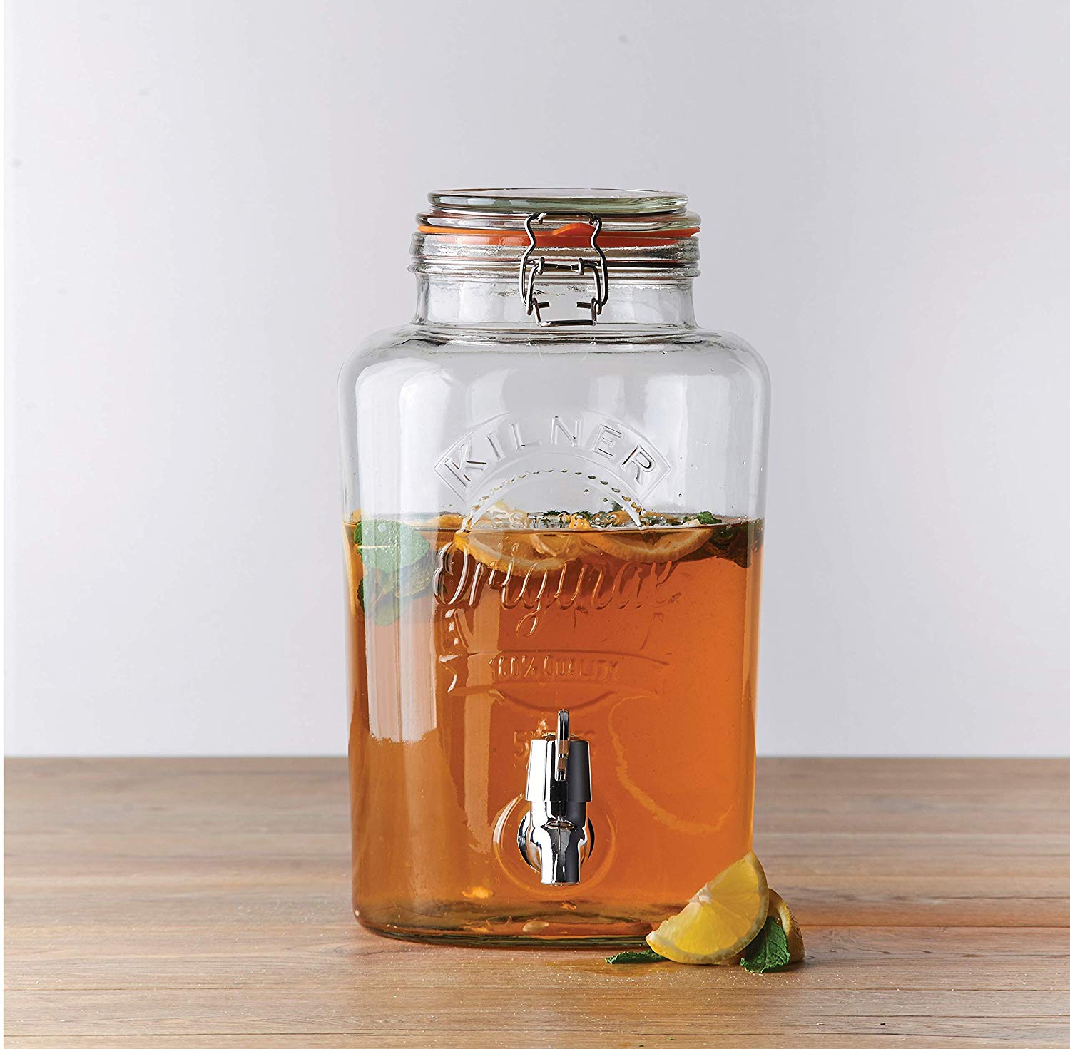 Kilner 5 Litre Clip Top Round Drinks Water Dispenser Kitchen Party Jar