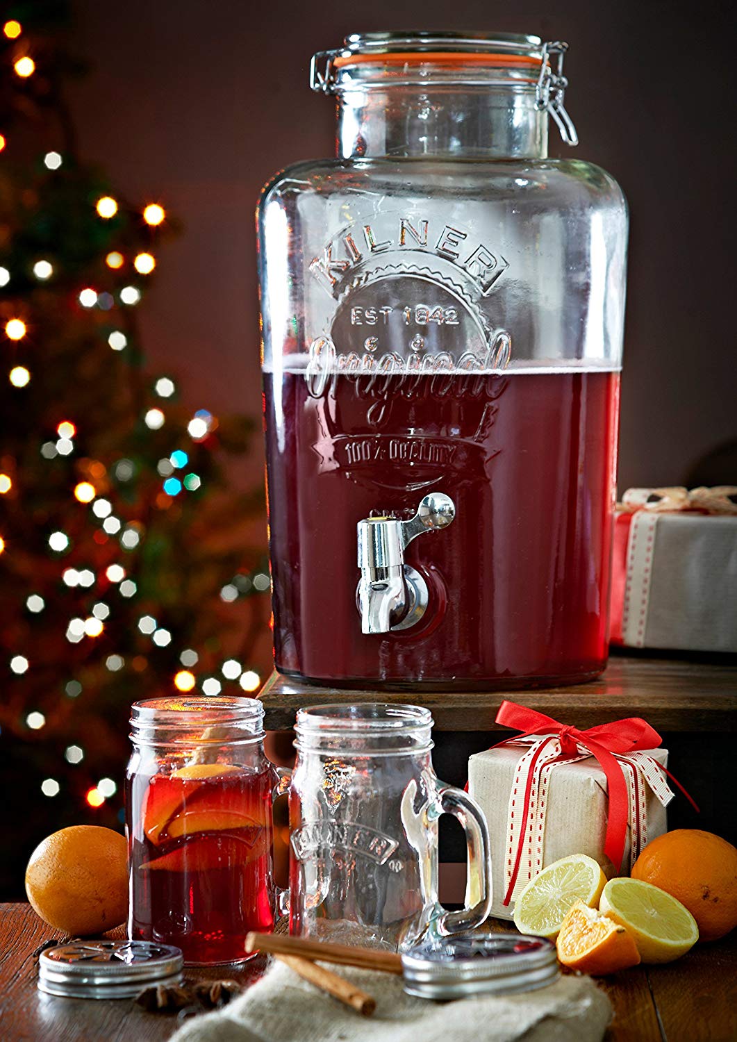 Kilner 5 Litre Clip Top Round Drinks Water Dispenser Kitchen Party Jar