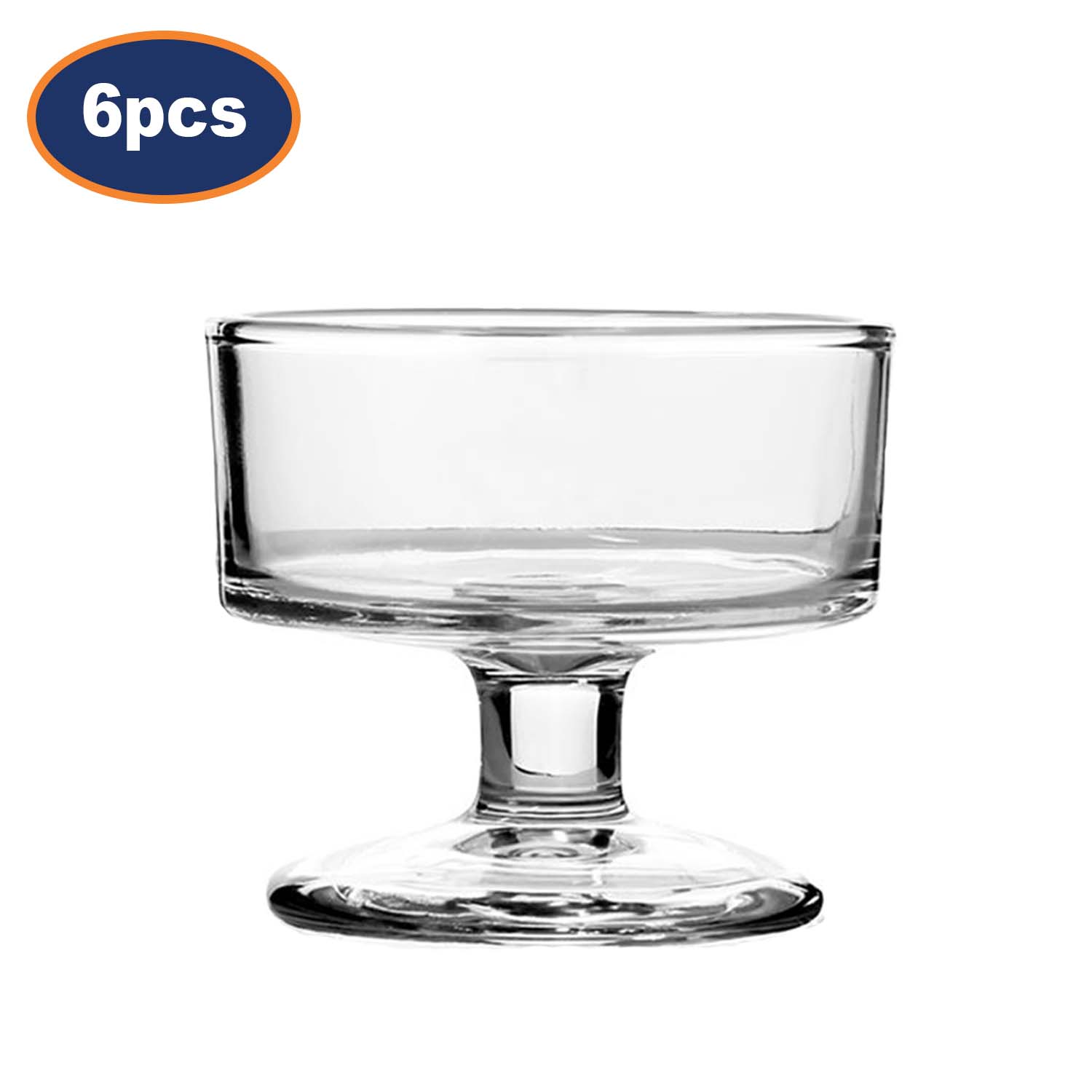 Ice Cream Cup 6pc Set Clear Glass Dessert Bowls Footed Sundae Serving Cups 120ml