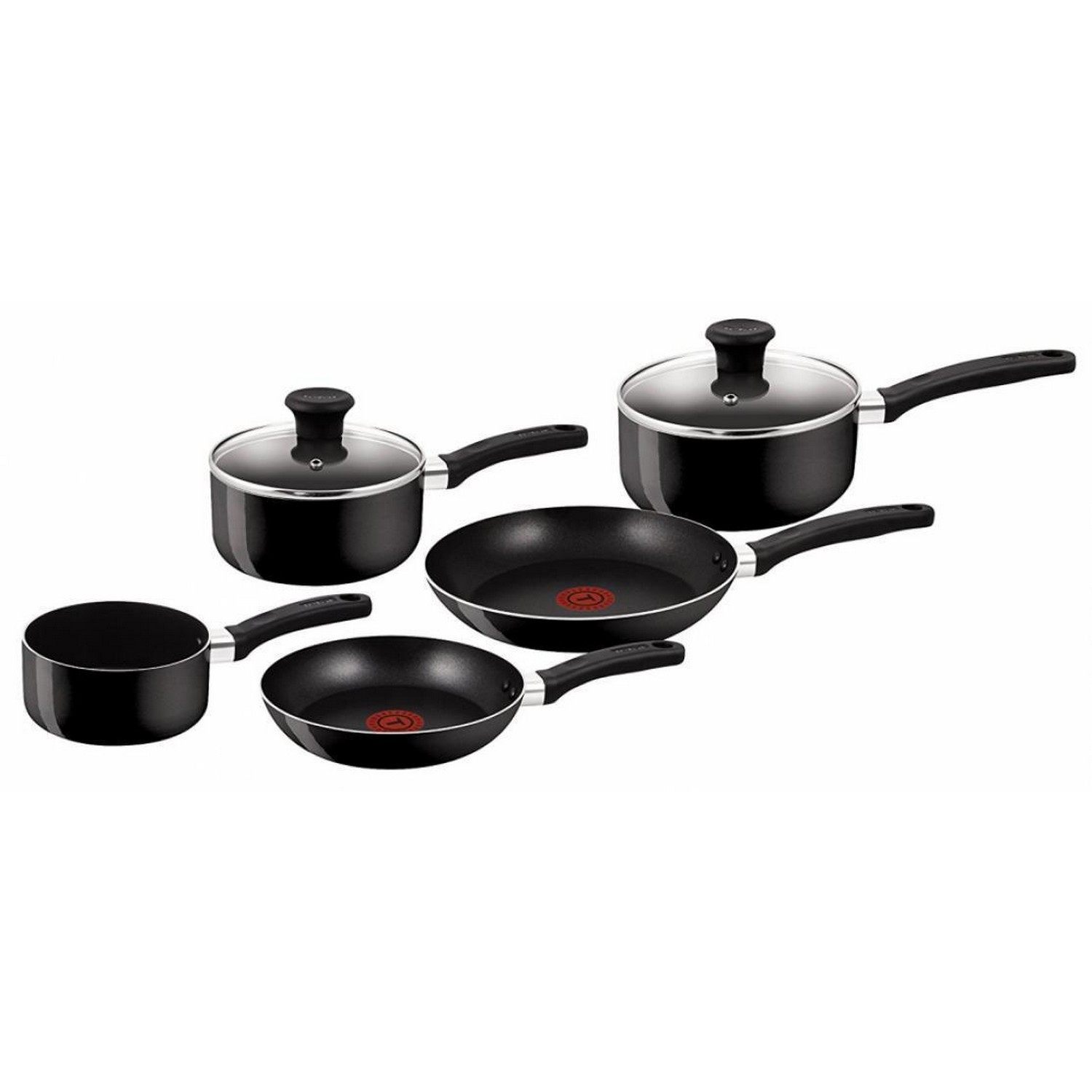 Tefal Delight 5pc Black Non Stick Aluminium Frying Pans Milk Pan