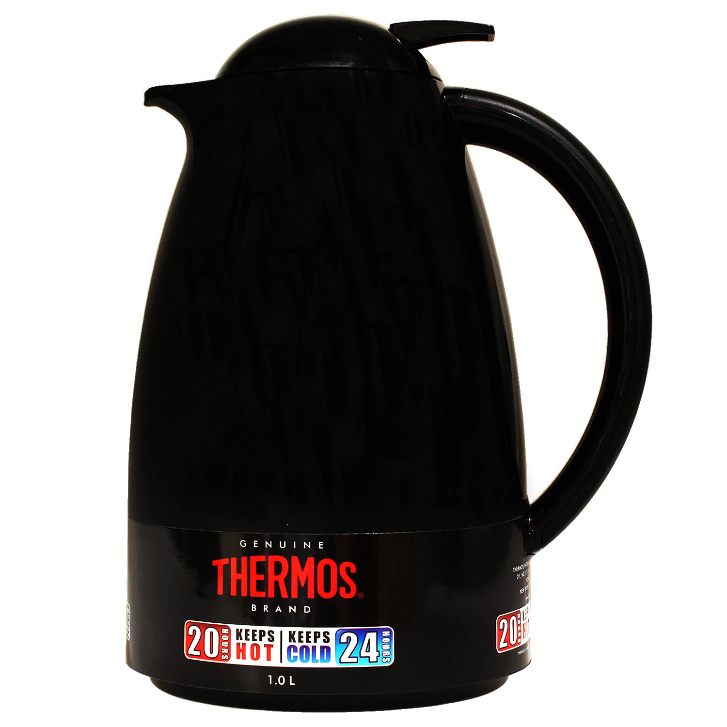 Thermos 1 Litre Black Glass Lined Insulated Coffee Pot Jug Water