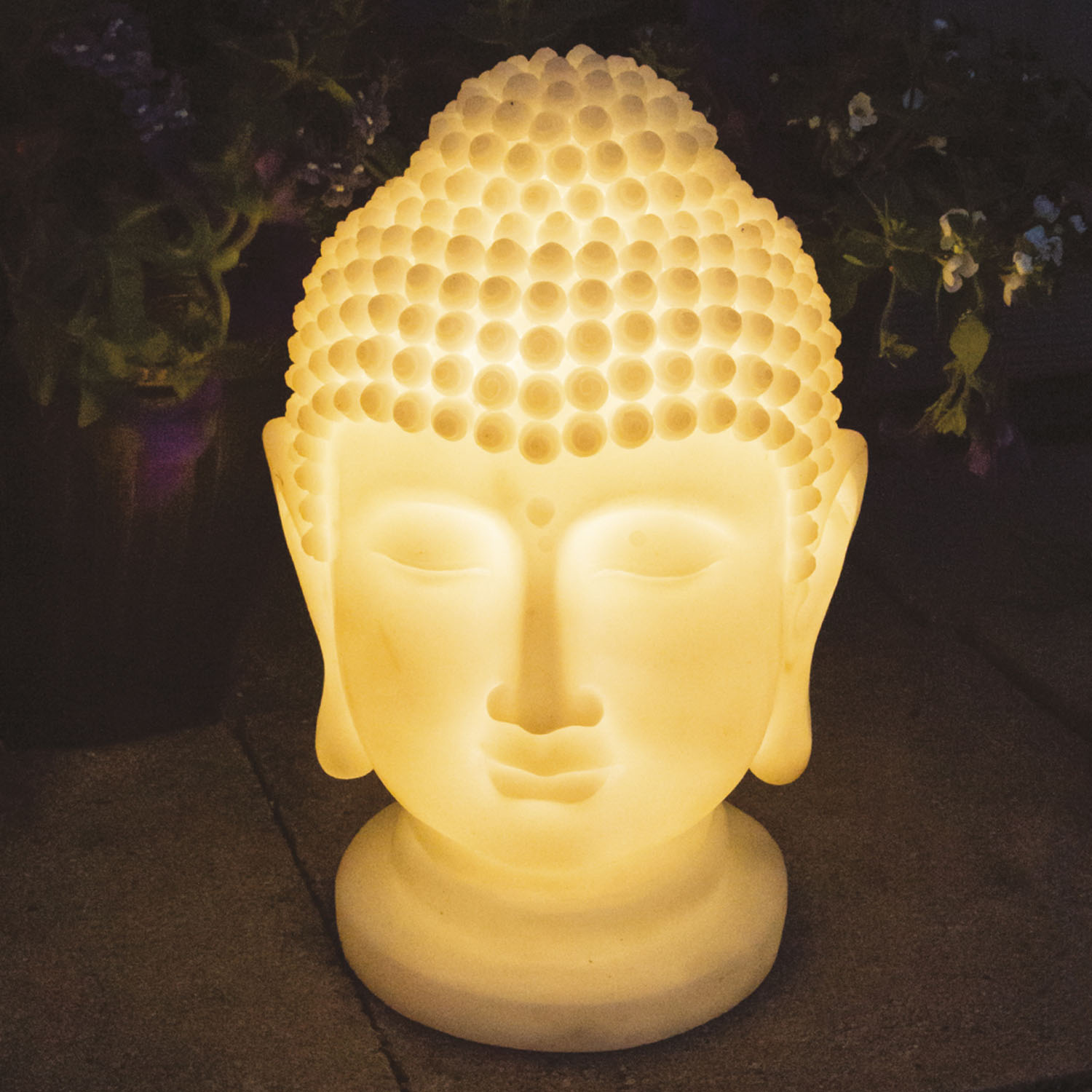 Large Solar Buddha Head LED Garden Light Decorative Lamp Ornament