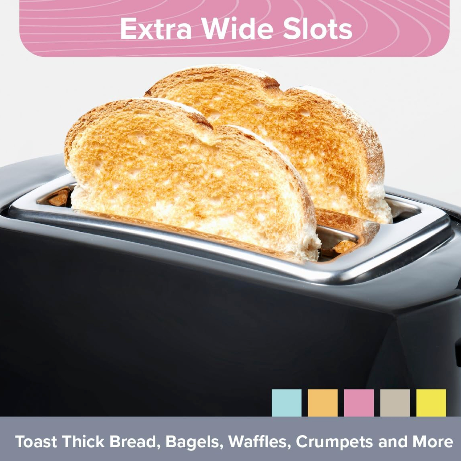 Quest Grille-pain 2 tranches larges fentes réchauffer dégivrage 6 brunissement blanc noir gris - Photo 11/28