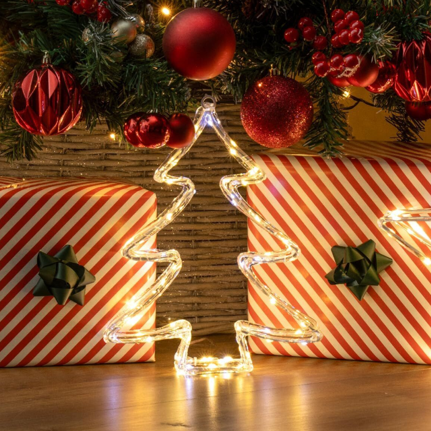 Lumières acryliques LED de Noël boîte cadeau arbre étoilé blanc chaud décoration intérieur extérieur - Photo 5/24