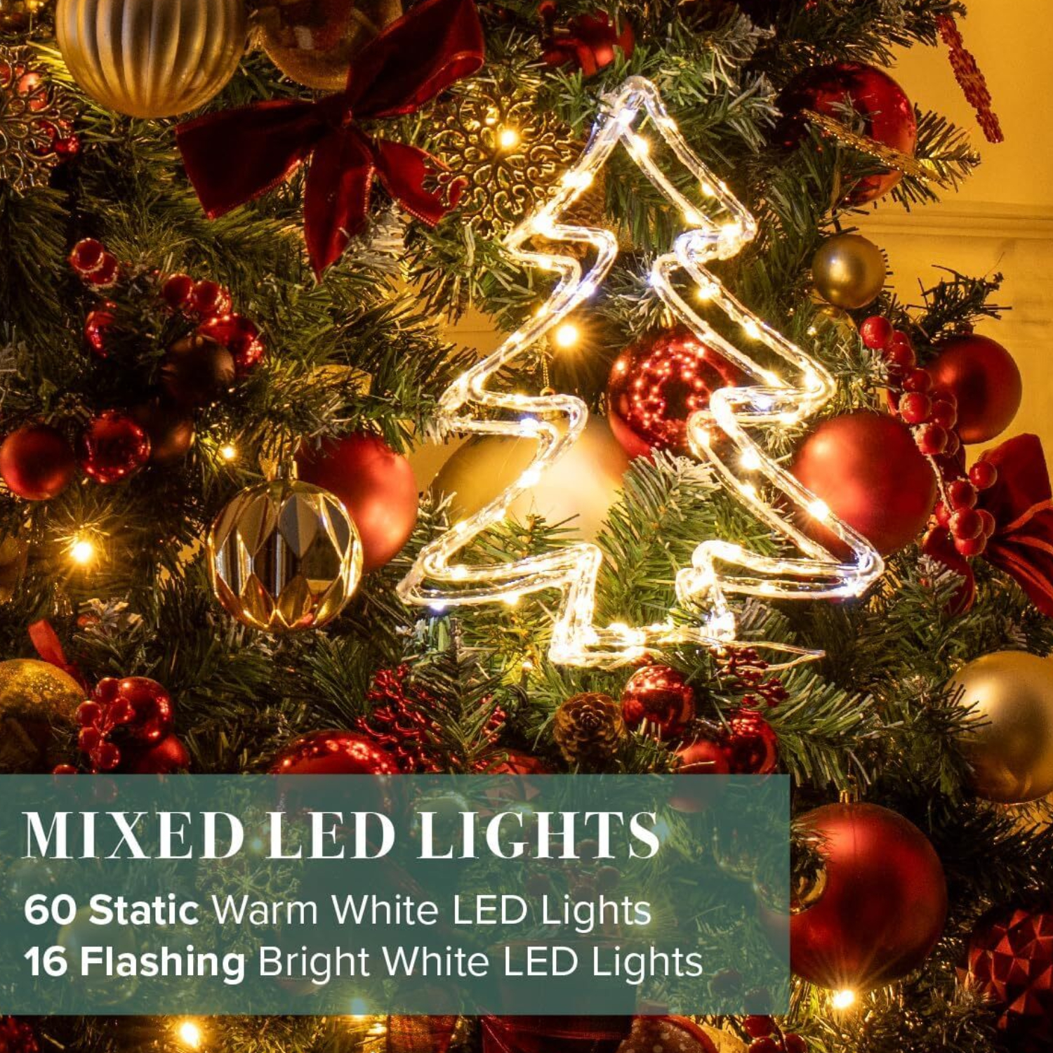 Lumières acryliques LED de Noël boîte cadeau arbre étoilé blanc chaud décoration intérieur extérieur - Photo 6/24