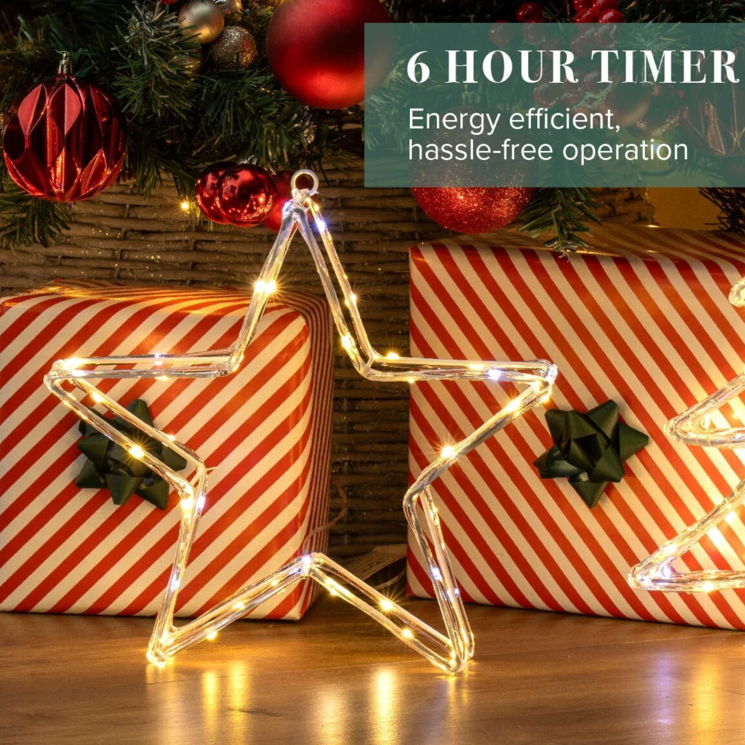 Lumières acryliques LED de Noël boîte cadeau arbre étoilé blanc chaud décoration intérieur extérieur - Photo 21/24