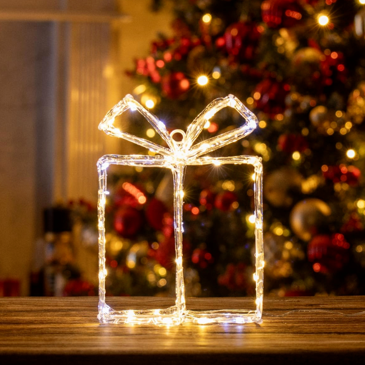 Lumières acryliques LED de Noël boîte cadeau arbre étoilé blanc chaud décoration intérieur extérieur - Photo 12/24