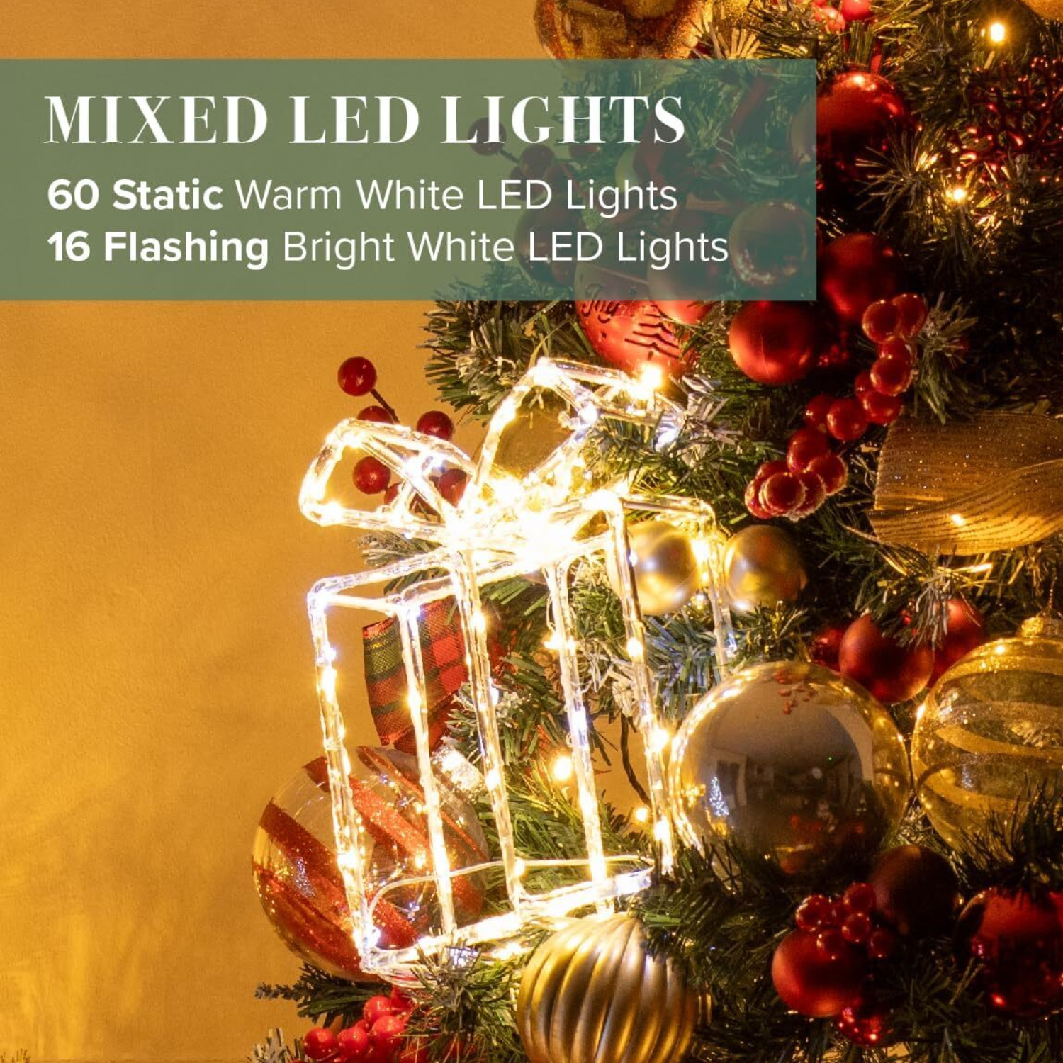 Lumières acryliques LED de Noël boîte cadeau arbre étoilé blanc chaud décoration intérieur extérieur - Photo 13/24