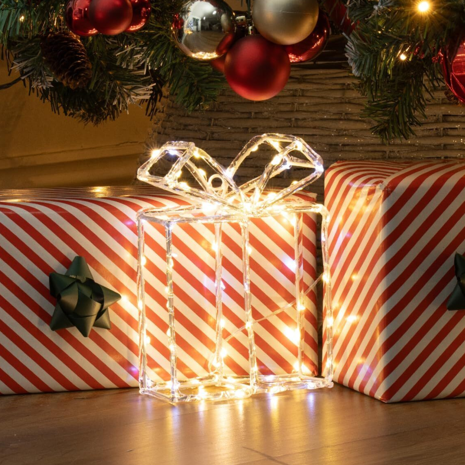 Lumières acryliques LED de Noël boîte cadeau arbre étoilé blanc chaud décoration intérieur extérieur - Photo 14/24