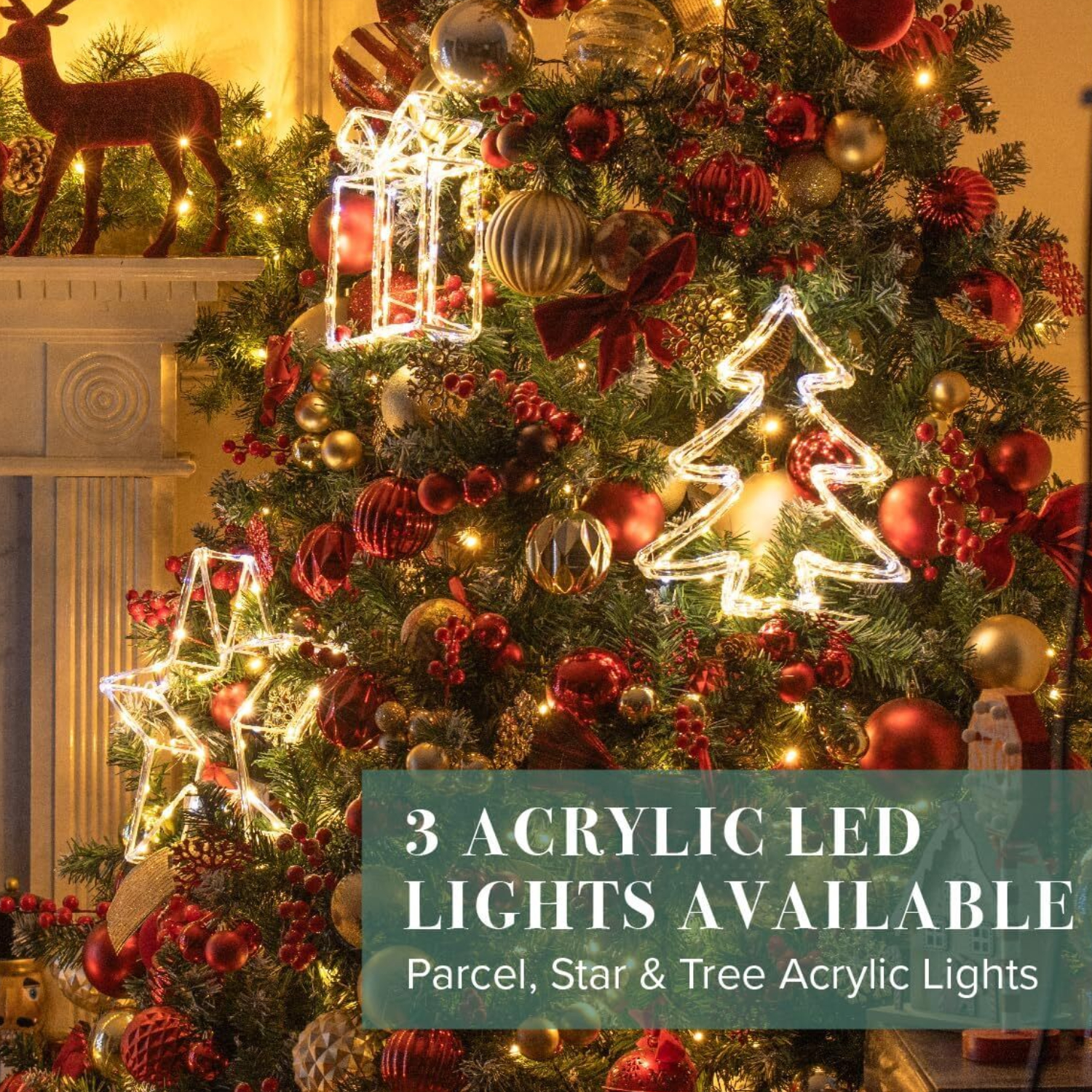 Lumières acryliques LED de Noël boîte cadeau arbre étoilé blanc chaud décoration intérieur extérieur - Photo 10/24