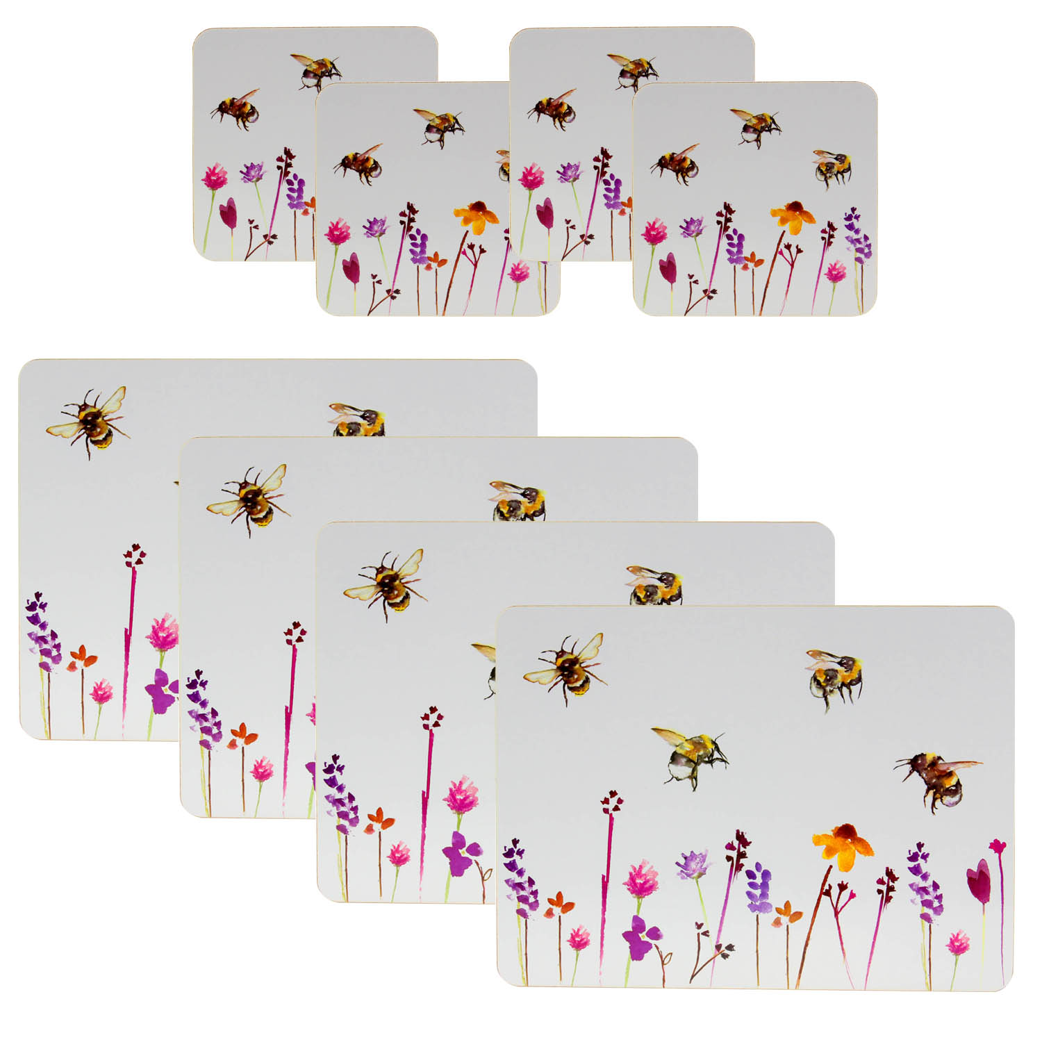 Set of 4 Busy Bees Coasters And 4 Placemats Table Dining Mat Floral