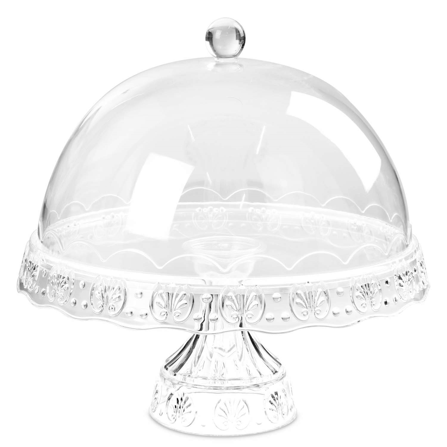 Acrylic Cupcake Stand Birthday Cake Cookie Muffin Display Serving Plate+Dome Lid