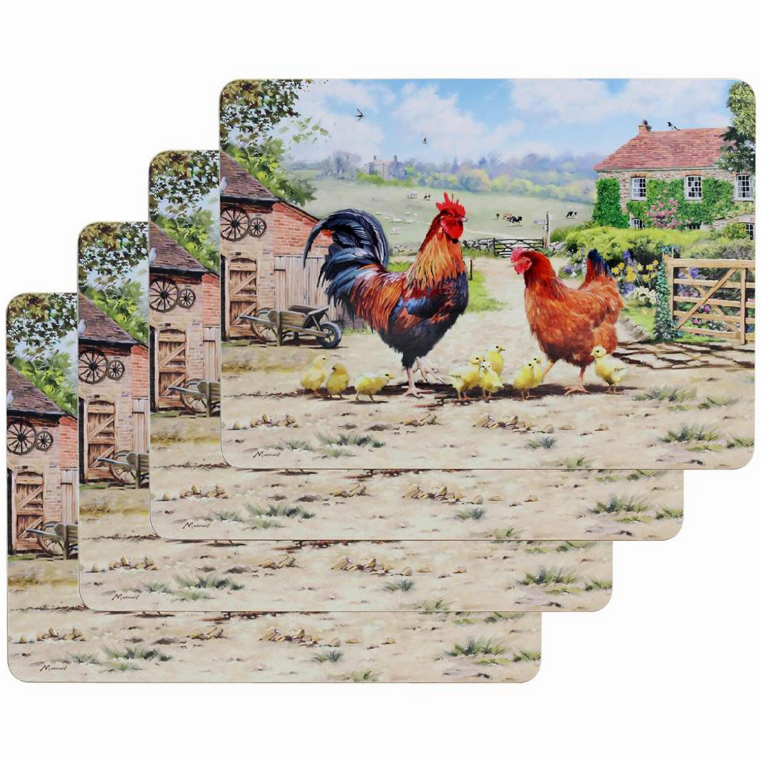 Cockerel Hen Canister Tray Dish Teabag Bag Placemat Coaster Cups Mugs Bread Bin - Picture 18 of 24