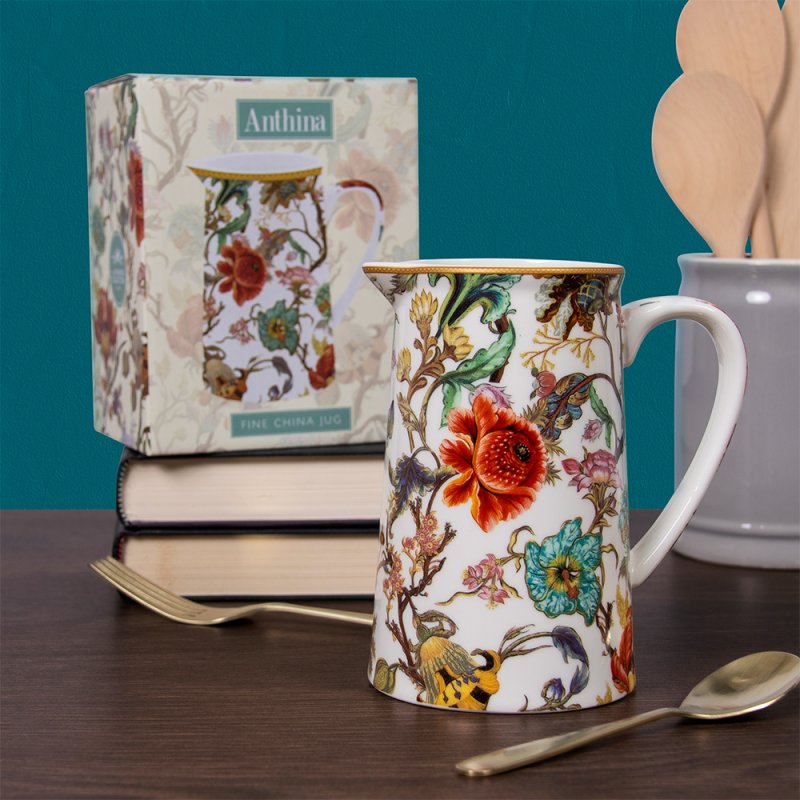 500ml Water Juice Jug Pitcher Drinks Carafe Fine China Decorative Flower Vase - 第 5/64 張圖片