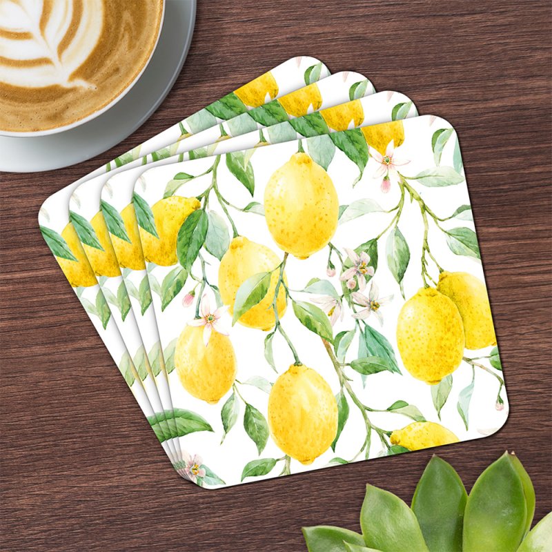 4PC Cork Back Square Coaster Set Tea Coffee Cup Mug Drinks Coaster Table Mats - Picture 39 of 64