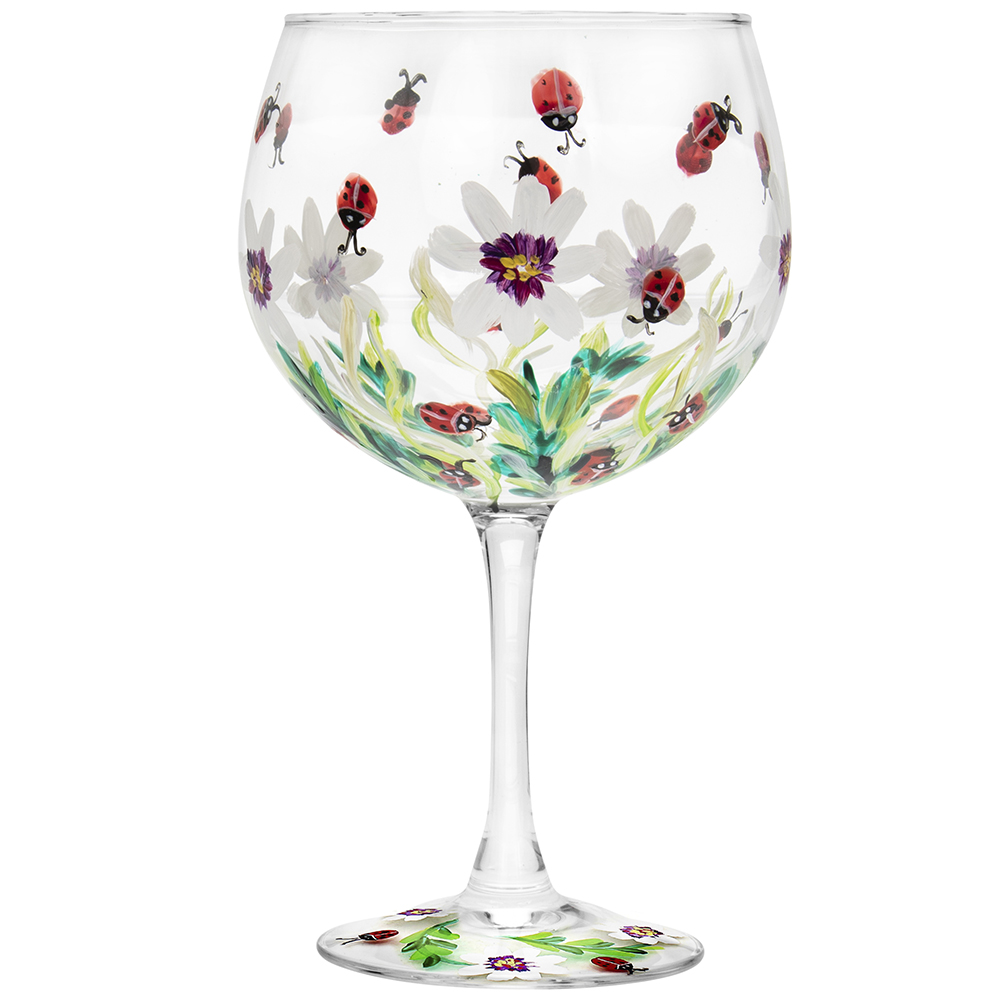 Lynsey Johnstone Hand Painted Copa Gin Balloon Glass – 600ml Floral Art Deco