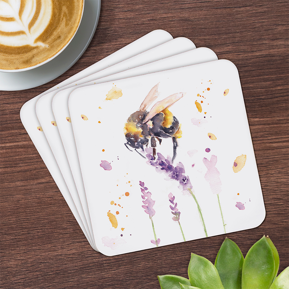 4PC Cork Back Square Coaster Set Tea Coffee Cup Mug Drinks Coaster Table Mats - Picture 16 of 64