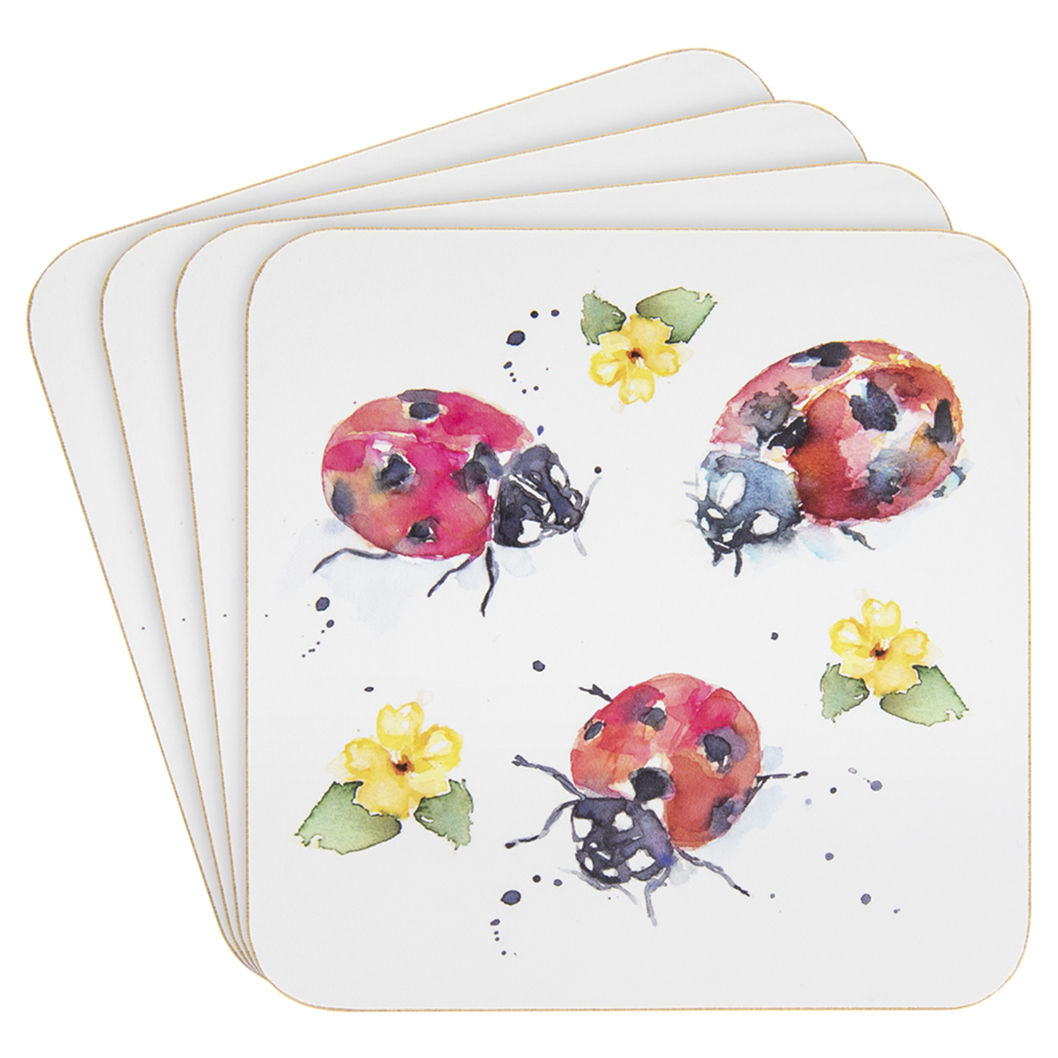 4PC Cork Back Square Coaster Set Tea Coffee Cup Mug Drinks Coaster Table Mats - Picture 22 of 64