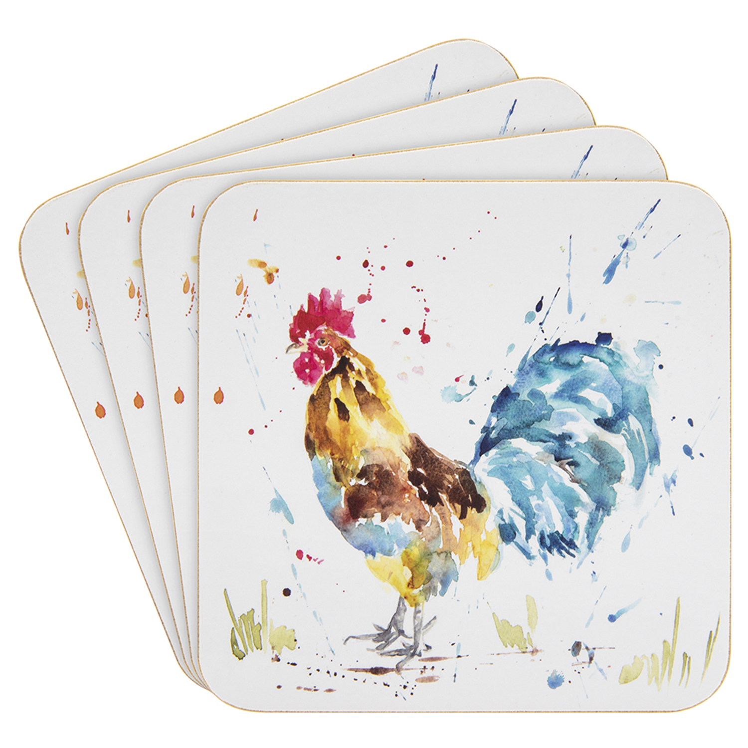 4PC Cork Back Square Coaster Set Tea Coffee Cup Mug Drinks Coaster Table Mats - Picture 17 of 64