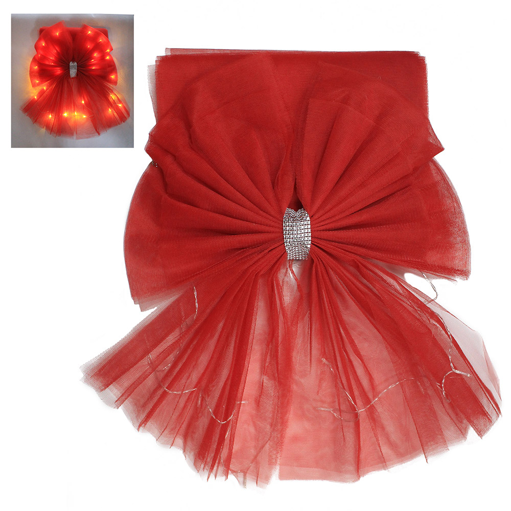 Luxury Red Door Bow LED Christmas Bows Deluxe Decoration Kit Door Ribbon Wrap - Picture 3 of 4