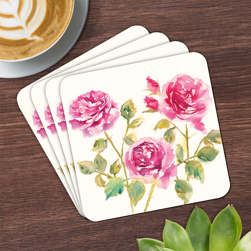 4PC Cork Back Square Coaster Set Tea Coffee Cup Mug Drinks Coaster Table Mats - Picture 47 of 64