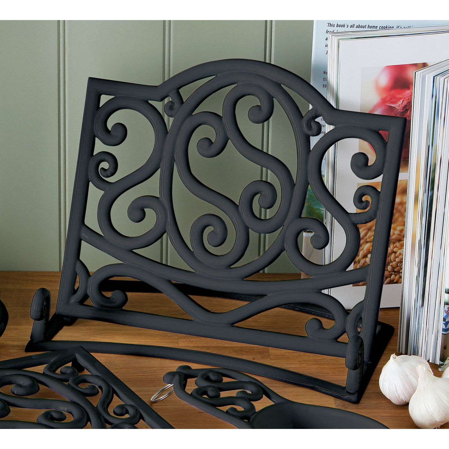 Black Cast Iron Kitchen Cooking Cookbook Rest Stand Display Rack
