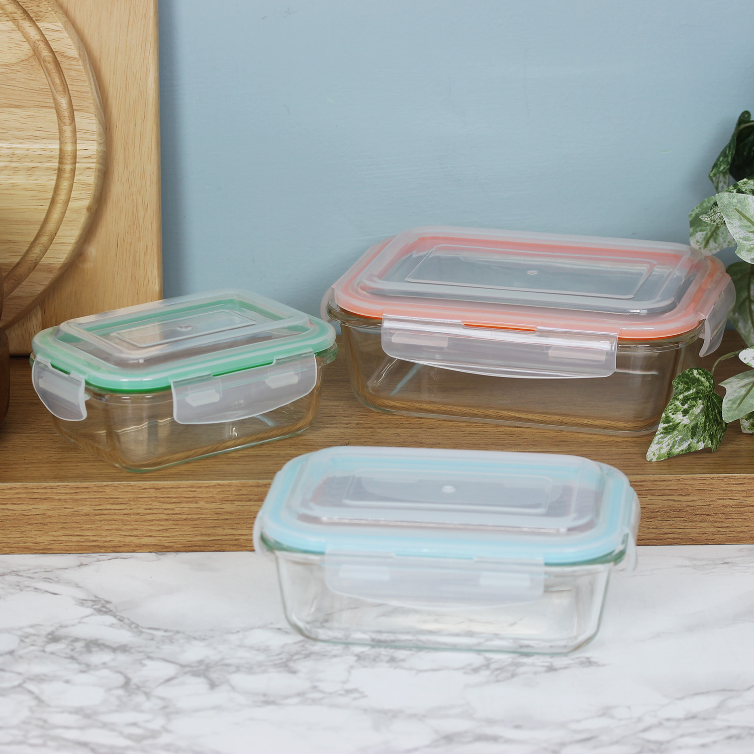 Freska Glass Food Storage Containers with BPA Free Airtight Lid Lunch Box Bento - Picture 21 of 47
