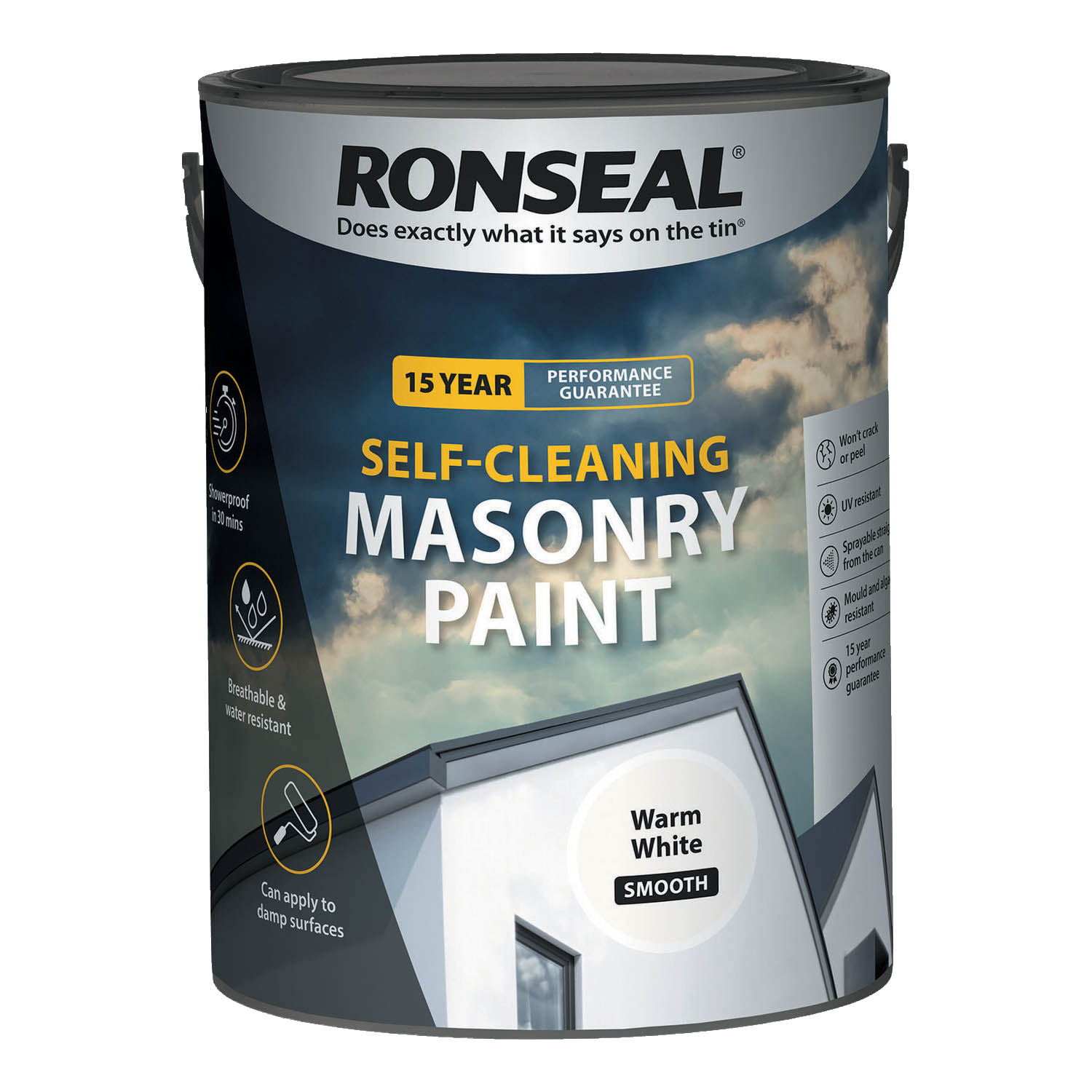 Ronseal 5L Warm White Self Cleaning Exterior Waterproof Masonry Paint