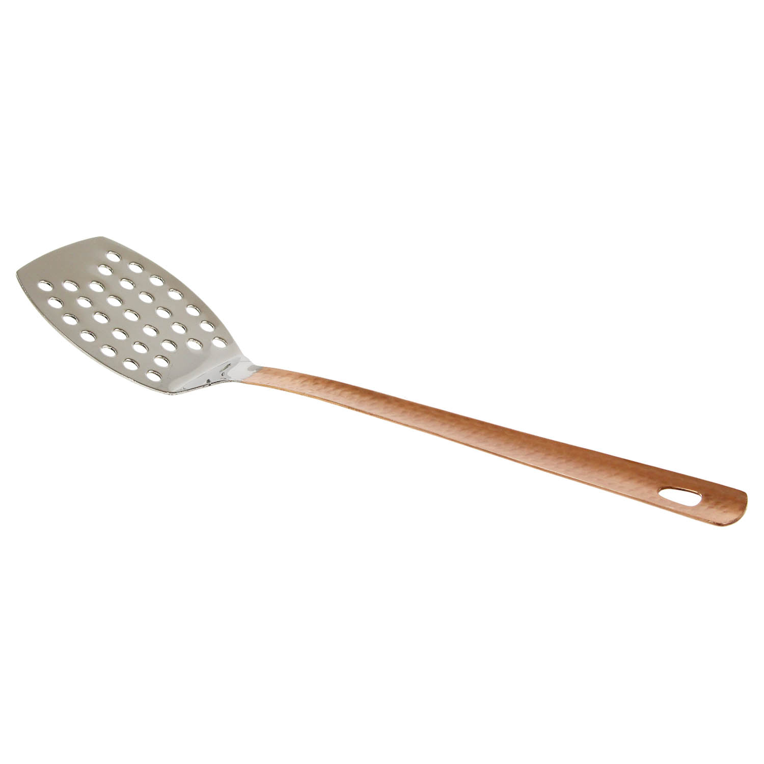 32cm Hammered Copper Metal Slotted Spoon Stir Draining Cooking Kitchen Utensil