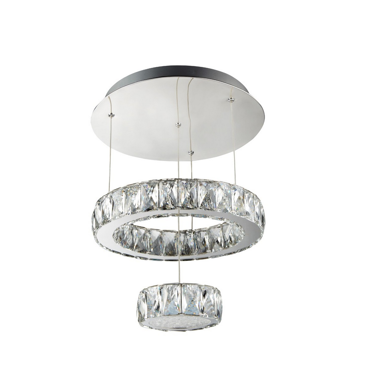 Modern 2 Tier Led Semi Flush Ceiling Pendant Light Clear Glass