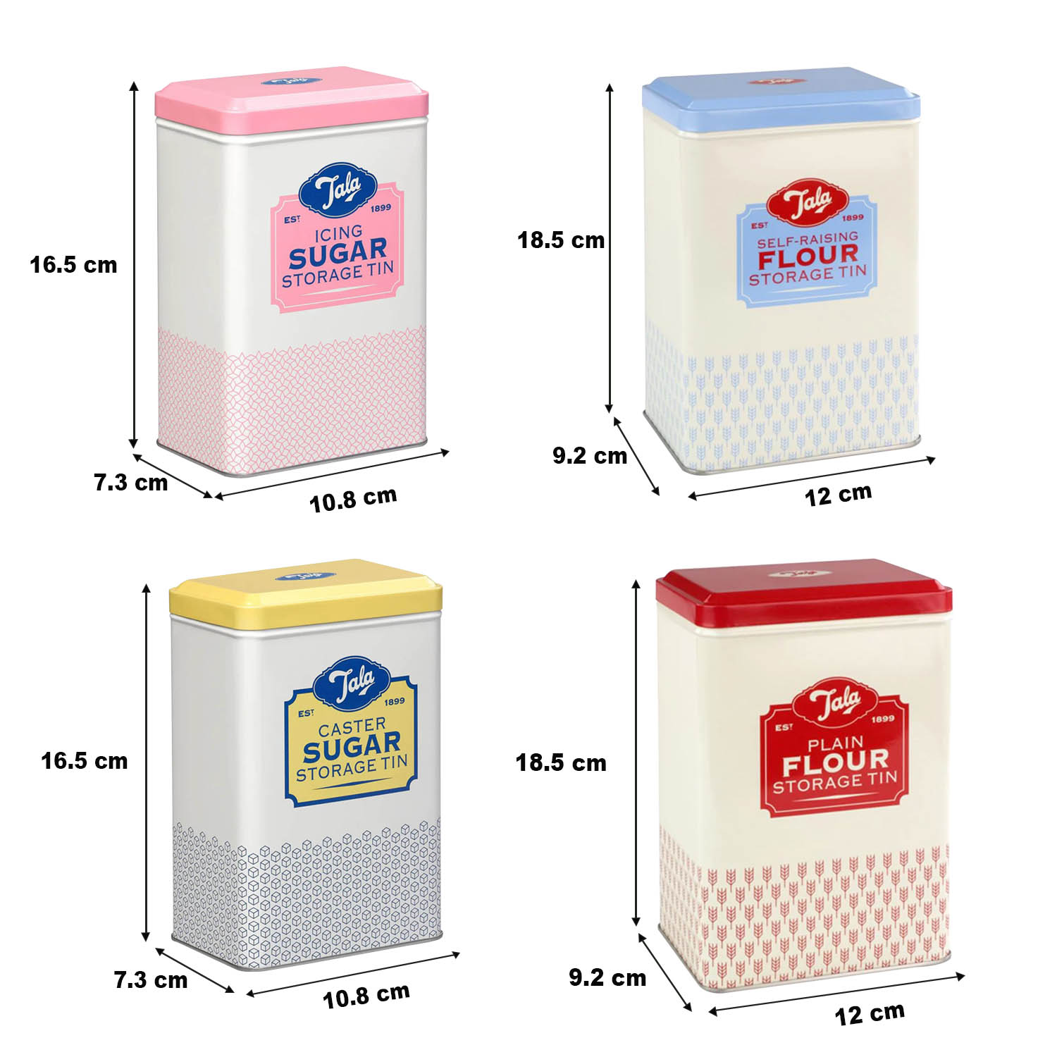 Tala Retro Storage Tin Metal Baking Kitchen Container Pot Flour Sugar Canister - Picture 4 of 6