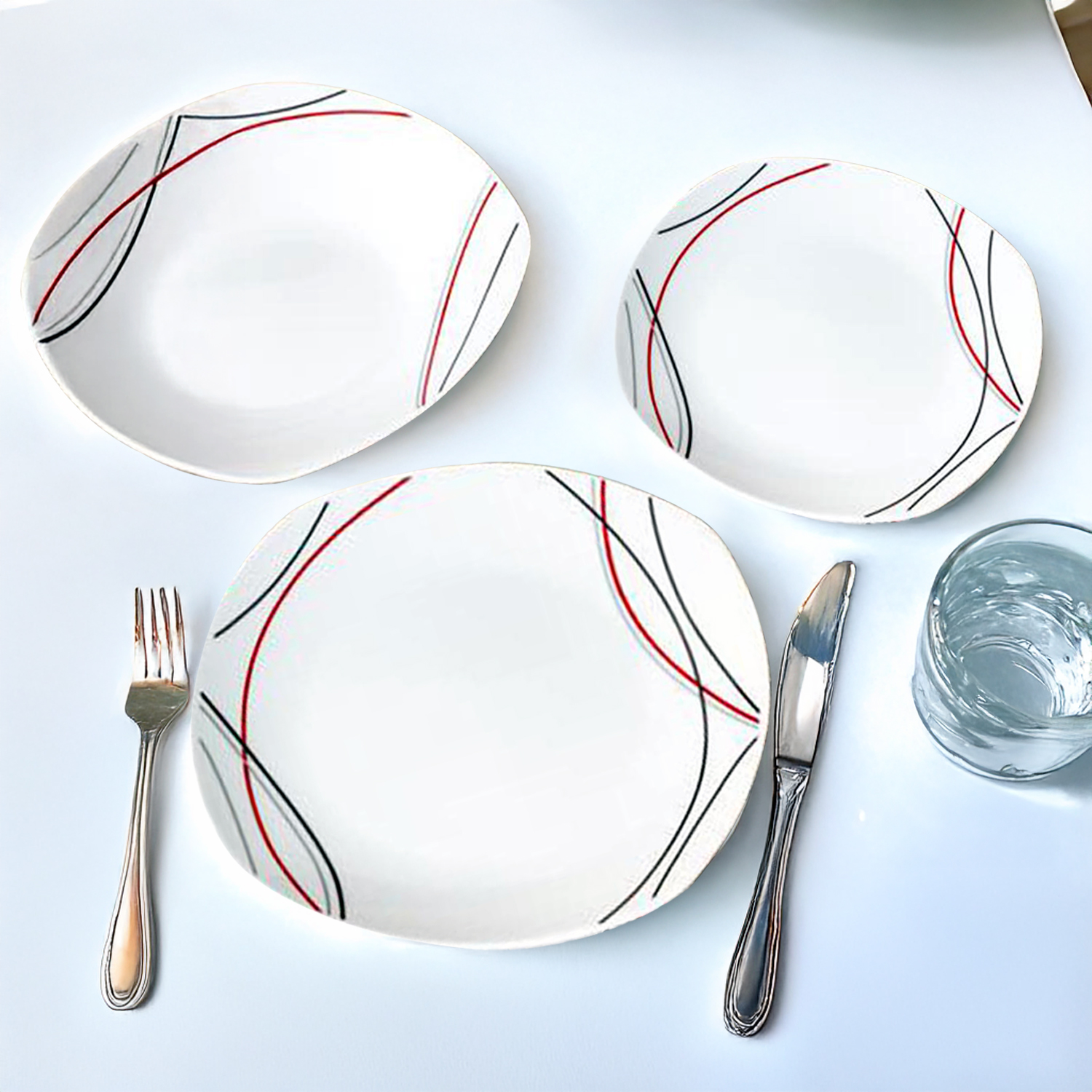 12-Piece Dinner Set White Ceramic Dinnerware Side Soup Dinner Plates Tableware - Picture 34 of 35