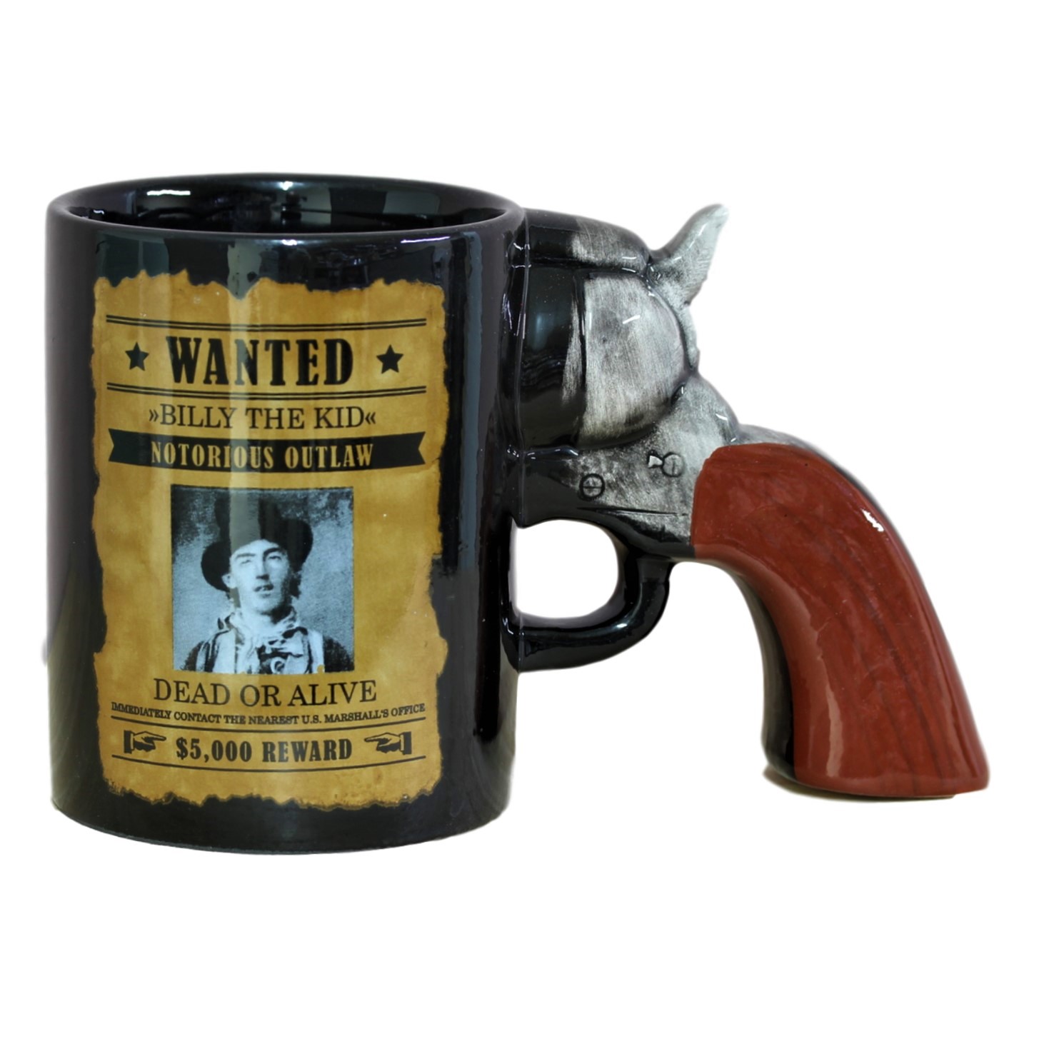 3D Revolver Pistol Gun Handle Novelty Mug Coffee Beer